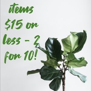 All items $15 and less. 2 for 10